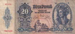 HUSZ PENGO MAGYAR NEMZETI BANK 1941 JAN 15 20 PENGO BANKNOTE - Hongrie