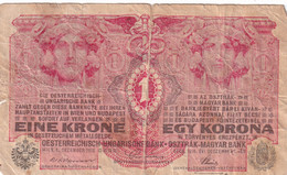 EGY KORONA EINE KRONE OSZTRAK-MAGYAR BANK OESTERREICHISCH-UNGARISCHE BANK 1916 DEC 1 1 KORONA 1 KRONE BANKNOTE - Hongrie