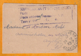 1945 - Pénurie De Timbre 2e Guerre Mondiale - Enveloppe Mignonnette De Tananarive RP Vers Anjoly - Storia Postale