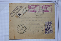 BE14  CAMEROUN   BELLE LETTRE  RECOM.   1946 PAR AVION DOUALA    A  MARSEILLE  FRANCE ++ PAIRE DE T  +AFFRANCH. PLAISANT - Briefe U. Dokumente