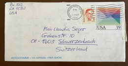 USA 1991 San Francisco Enveloppe Cover Switzerland Lettre Letter Etats-Unis Air - 1981-00