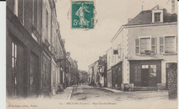 BRULON (72) - Rue Charles-Bareau - état Correct (coin Cassé) - Brulon