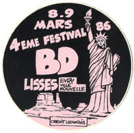 BD - Autocollant - 4eme Festival BD - Lisses - Evry Ville Nouvelle - 8-9 Mars 1986 [Crédit Lyonnais] - Autocolantes