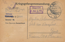 KRIEGSGEFANGENENSENDUNG  VAN SOLTAU HANOVER 1917 - TO DOK 100 DAMPOORT GENT   2 SCANS - Kriegsgefangenschaft