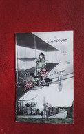 60 - LIANCOURT - " DE LIANCOURT JE VOUS ENVOIE UN BAISER " - PETITE FILLE QUI SURVOLE ENAVION.....LIANCOURT... - Liancourt