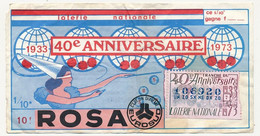 FRANCE - Loterie Nationale - 1/10ème - Tranche Du 40eme Anniversaire - Rosa / Eurosud - 1973 - Billetes De Lotería