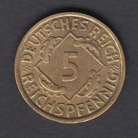 GERMANY 5 Reichspfennig 1936 A Deutschland Allemagne #0845 - 5 Rentenpfennig & 5 Reichspfennig