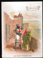 Chromo Au Bon Marché, LP 2, Chateau Costume, Epoque Romane, Chateau De Carcassonne, Dim 160x116, Dos : 5 Octobre - Au Bon Marché