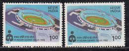 EFO, Colour Variety, India MNH 1981, Asian Games, Nehru Stadium For Football, Soccer, Athletics Etc.,, Sport - Variétés Et Curiosités