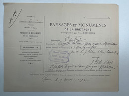 Autographe Vicomte DU BOT Morbihan Bon Souscription Paysages Monuments Bretagne Jules Robuchon - Historische Documenten