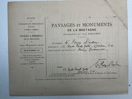 Autographe Walter Percy Sladen Londres Bon Souscription Paysages Monuments Bretagne Jules Robuchon - Historische Dokumente