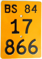 Velonummer Mofanummer Basel-Stadt BS 84, Letzte BS Mit Jahreszahl. - Number Plates