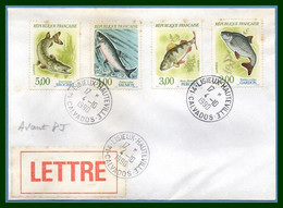 Série Poisson N° 2663 à 2666 Obl. AVANT Le 1er Jour 4/10 / 1990 Lisieux Hauteville (FDC Le 6/10) Rousseurs Mais Rare - Covers & Documents