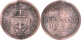 Allemagne - Prusse - 1868 - 1 Pfennig - Berlin (A) - Guillaume 1 - 08-064 - Taler Et Doppeltaler
