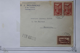 BE15 MAROC   BELLE LETTRE  PRIVEE 1936  PAR AVION CASABLANCA  A  MARSEILLE FRANCE +PAIRE DE TP +AFFRANCH. INTERESSANT - Cartas & Documentos