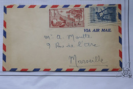 BE15 AOF  SENEGAL BELLE LETTRE  1948  PAR AVION  DAKAR   A  MARSEILLE FRANCE +PETIT CACHET  +AFFRANCH. INTERESSANT - Covers & Documents