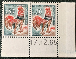 Coq Decaris 1331A En Paire Neuve Avec Coin Daté 1965 - Unused Stamps