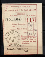 France - Récépissé De Mandat De Pau Du 18-6-23 - Used Stamps