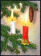 G0175 - Glückwunschkarte Weihnachten - Tannenzweig Kerze - Other & Unclassified