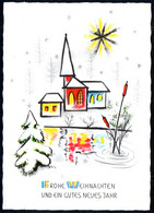 G0176 - Glückwunschkarte Weihnachten - Kirche Winterlandschaft Stern - Krüger - Other & Unclassified