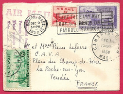1950 Etats-Unis USA BOSTON Air Mail To France ...returned Postage Due - Altri & Non Classificati