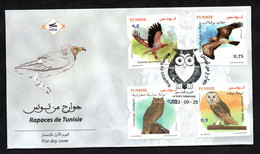 2022 -Tunisia - Birds Of Tunisia - Raptors - ShortToed Eagle- Egyptian Vulture - Pharaoh Eagle Owl - Barn Owl- FDC - Tunisia (1956-...)