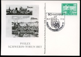 DDR PP16 C2/025 Privat-Postkarte STADTANSICHTEN TORUN SCHWERIN Sost.1977  NGK 4,00 € - Private Postcards - Used