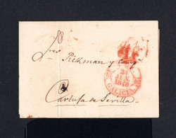 S5122-SPAIN-ESPAÑA-PRE-PHILATELIC LETTER VIGO(pontevedra) To CARTUJA De SEVILLA.1848.Carta PREFILATELICA. Lettre ESPAGNE - ...-1850 Prefilatelia