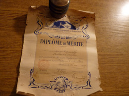 Société Sténographique De Bordeaux (33) - Diplôme De Mérite Délivré Le 16 Mai 1909 - Voir Détails Sur Photos - 32x25cm. - Diploma & School Reports