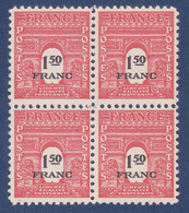 TIMBRE FRANCE N° 708 NEUF ** BLOC DE 4 - 1944-45 Arc De Triomphe