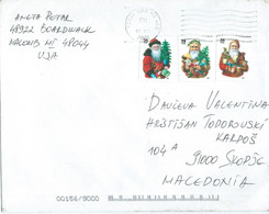 United States - BIG Cover 2001 Via Macedonia,stamps : 2001 Christmas - Self-Adhesive ( Santa Claus ) - Lettres & Documents