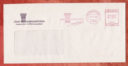 Brief, Frama A07-0678, Stadt Kornwestheim, 100 Pfg, 1990 (11169) - Marcofilia - EMA ( Maquina De Huellas A Franquear)