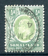 Somaliland 1905-11 KEVII - Wmk. Mult. Crown CA - ½a Dull Green & Green Used (SG 45) - Somaliland (Protectorat ...-1959)