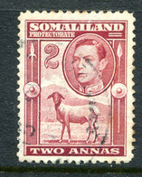 Somaliland 1938 KGVI - Portrait To Left - Sheep, Kudu & Map Issue - 2a Maroon Used (SG 95) - Somalilandia (Protectorado ...-1959)