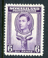 Somaliland 1938 KGVI - Portrait To Left - Sheep, Kudu & Map Issue - 6a Violet HM (SG 98) - Somaliland (Protectorat ...-1959)