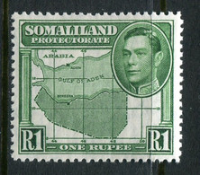 Somaliland 1938 KGVI - Portrait To Left - Sheep, Kudu & Map Issue - 1r Green HM (SG 101) - Somalilandia (Protectorado ...-1959)