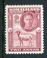 Somaliland 1942 KGVI - Full-face Portrait - Sheep, Kudu & Map Issue - 2a Maroon HM (SG 106) - Somalilandia (Protectorado ...-1959)