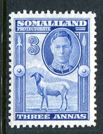 Somaliland 1942 KGVI - Full-face Portrait - Sheep, Kudu & Map Issue - 3a Bright Blue HM (SG 108) - Somaliland (Protectorate ...-1959)