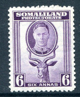 Somaliland 1942 KGVI - Full-face Portrait - Sheep, Kudu & Map Issue - 6a Violet HM (SG 110) - Somaliland (Protettorato ...-1959)