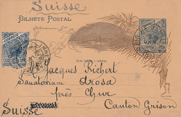Brésil Entier Postal Illustré Pour La Suisse 1900 - Enteros Postales