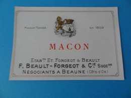 Etiquette De Macon F. Beault-Forgeot & Cie - Bourgogne