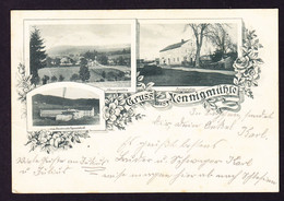 1900 Mit Bahnpost Gelaufene AK: Gruss Aus Nennigmühle, 3 Bildrig. Stempel NEUHAUSEN-POCKAU-LENGEFELD. - Lengefeld