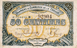 BON - BILLET - MONNAIE - 50 CENTIMES CHAMBRE DE COMMERCE DE LA CREUSE (23) EMISSION B 92904 - Camera Di Commercio