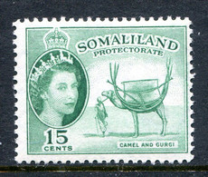 Somaliland 1953-58 QEII Pictorials - 15c Camel & Gurgi HM (SG 139) - Somaliland (Herrschaft ...-1959)