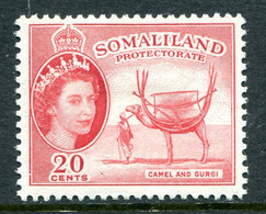 Somaliland 1953-58 QEII Pictorials - 20c Camel & Gurgi HM (SG 140) - Somaliland (Herrschaft ...-1959)