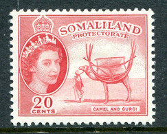 Somaliland 1953-58 QEII Pictorials - 20c Camel & Gurgi HM (SG 140) - Somalilandia (Protectorado ...-1959)