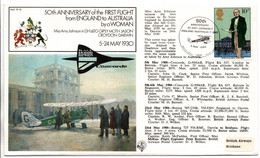 50th Anniversary Of First Flight From England To Australia By A Woman - Flown By Concorde BA London Brisbane 1980 - Erst- U. Sonderflugbriefe