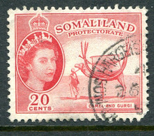 Somaliland 1953-58 QEII Pictorials - 20c Camel & Gurgi Used (SG 140) - Somaliland (Protectoraat ...-1959)