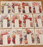 Thème   Puzzle De 12 Cartes Année 1918 Complète  Calendrier Agrémenté De Différentes Fleurs    (voir Scan) - Sonstige & Ohne Zuordnung