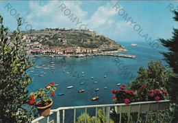 CARTOLINA  PORTO AZZURRO,LIVORNO,TOSCANA,ISOLA D"ELBA,MARE,ESTATE,VACANZA.SPIAGGIA,BARCHE,BELLA ITALIA,VIAGGIATA 1980 - Livorno